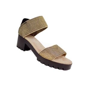 Charleston Shoe Co. Monterey Sandals Metallic Gold Women's Size 8- Glam, Modern